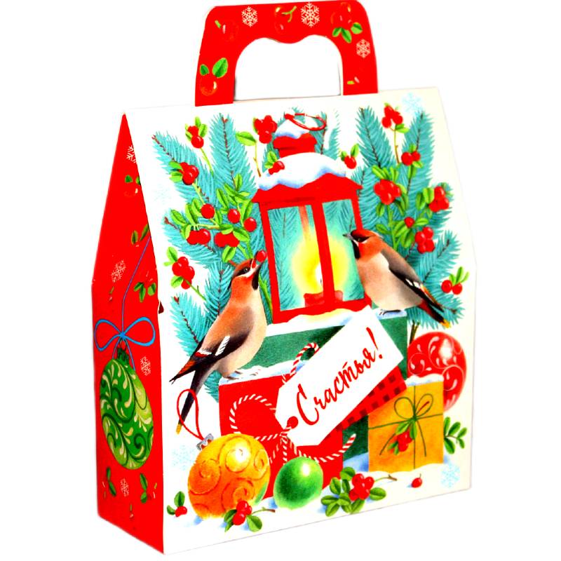 Сладкий новогодний подарок в картонной упаковке весом 550 грамм